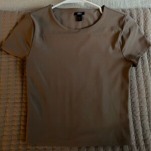 Express Taupe Short Sleeve Blouse